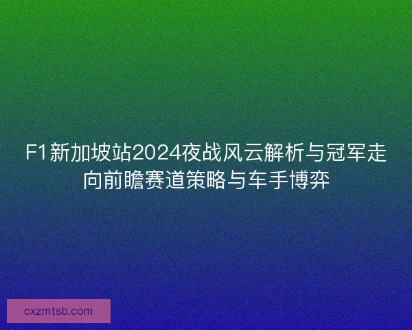 F1新加坡站2024夜战风云解析与冠军走向前瞻赛道策略与车手博弈
