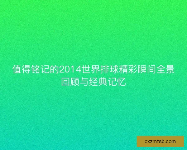 值得铭记的2014世界排球精彩瞬间全景回顾与经典记忆