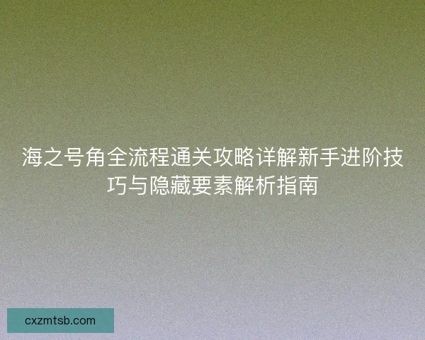 海之号角全流程通关攻略详解新手进阶技巧与隐藏要素解析指南