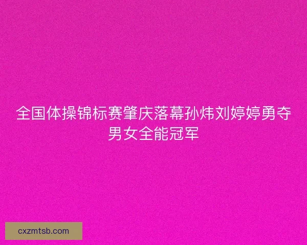 全国体操锦标赛肇庆落幕孙炜刘婷婷勇夺男女全能冠军