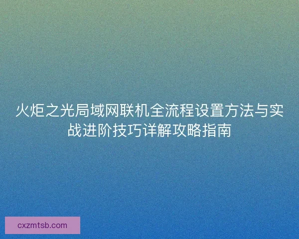 火炬之光局域网联机全流程设置方法与实战进阶技巧详解攻略指南