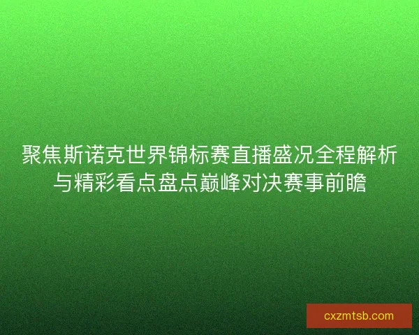 聚焦斯诺克世界锦标赛直播盛况全程解析与精彩看点盘点巅峰对决赛事前瞻